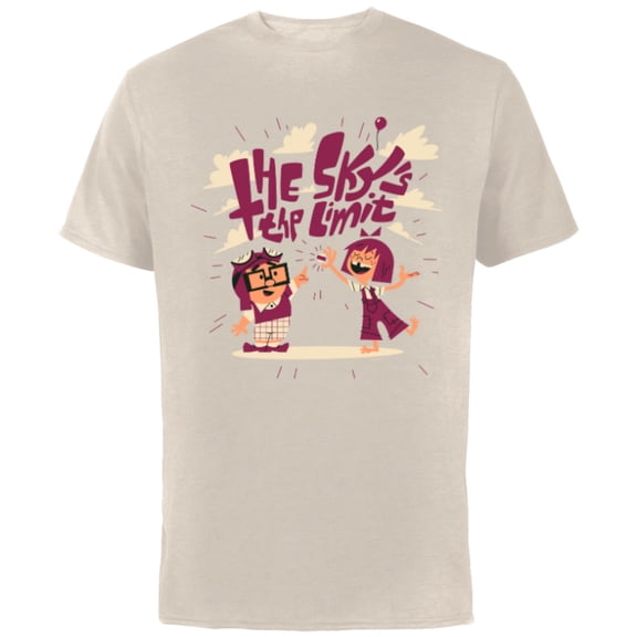 Disney and Pixar’s Up Carl and Ellie The Sky’s the Limit - Short Sleeve Cotton T-Shirt for Adults - Customized-Natural