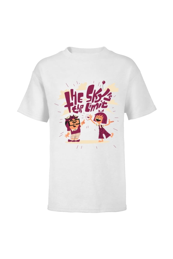 Disney and Pixar’s Up Carl and Ellie The Sky’s the Limit - Short Sleeve T-Shirt for Kids - Customized-White