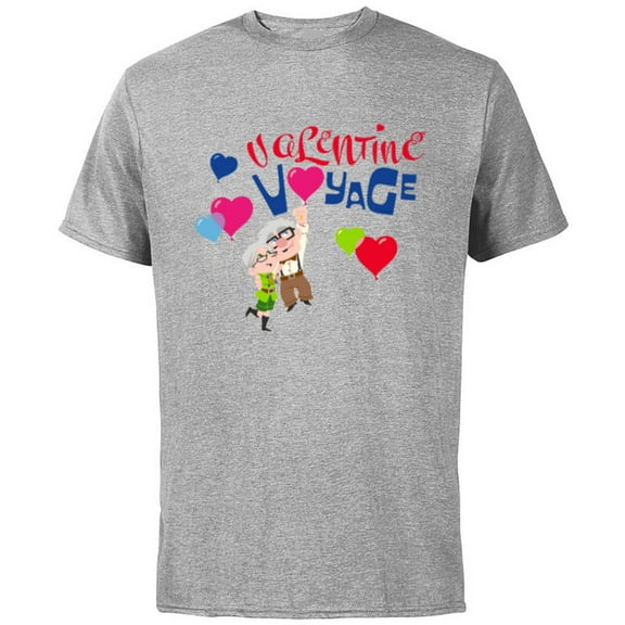 Disney and Pixar’s Up Carl and Ellie Valentine Voyage - Short Sleeve Cotton T-Shirt for Adults - Customized-Athletic Heather
