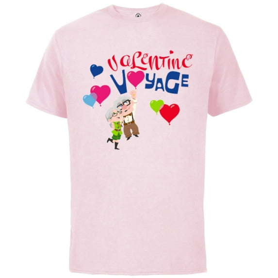 Disney and Pixar’s Up Carl and Ellie Valentine Voyage - Short Sleeve Cotton T-Shirt for Adults - Customized-Soft Pink