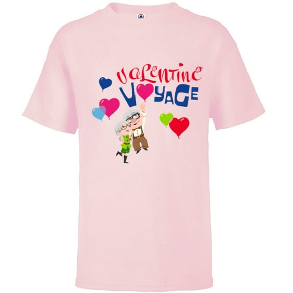 Disney and Pixar’s Up Carl and Ellie Valentine Voyage - Short Sleeve T-Shirt for Kids - Customized-Soft Pink