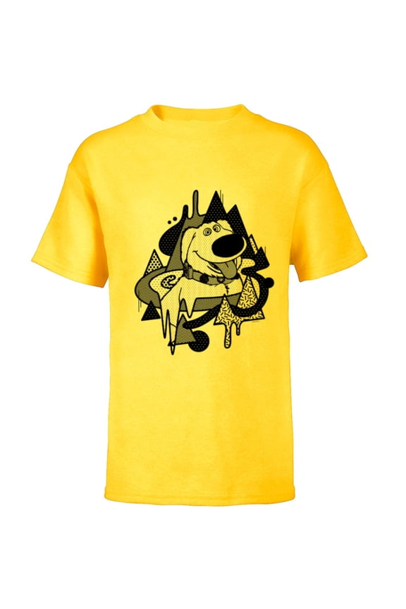 Disney and Pixar’s Up Dug Abstract Halftone - Short Sleeve T-Shirt for Kids - Customized-Yellow