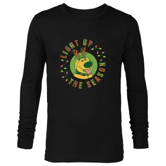 Disney and Pixar’s Up Dug Christmas Light Up the Season - Long Sleeve T-Shirt for Men - Customized-Black