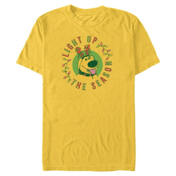 Disney and Pixar’s Up Dug Christmas Light Up the Season - Short Sleeve Blended T-Shirt for Adults - Customized-Yellow