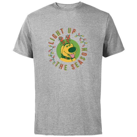 Disney and Pixar’s Up Dug Christmas Light Up the Season - Short Sleeve Cotton T-Shirt for Adults - Customized-Athletic Heather