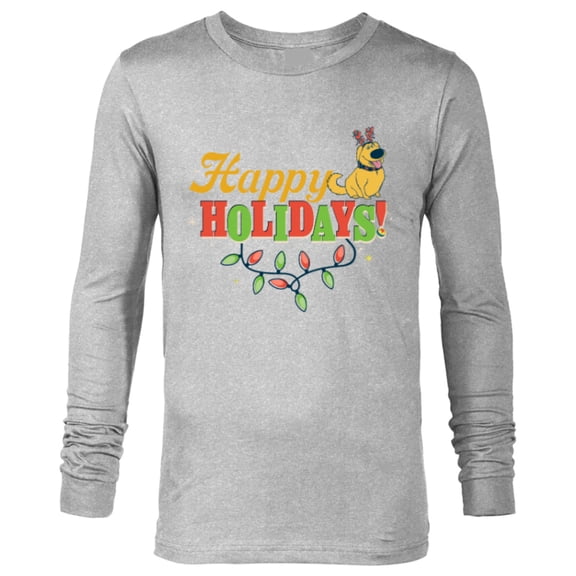 Disney and Pixar’s Up Dug Christmas Lights Happy Holidays - Long Sleeve T-Shirt for Men - Customized-Athletic Heather