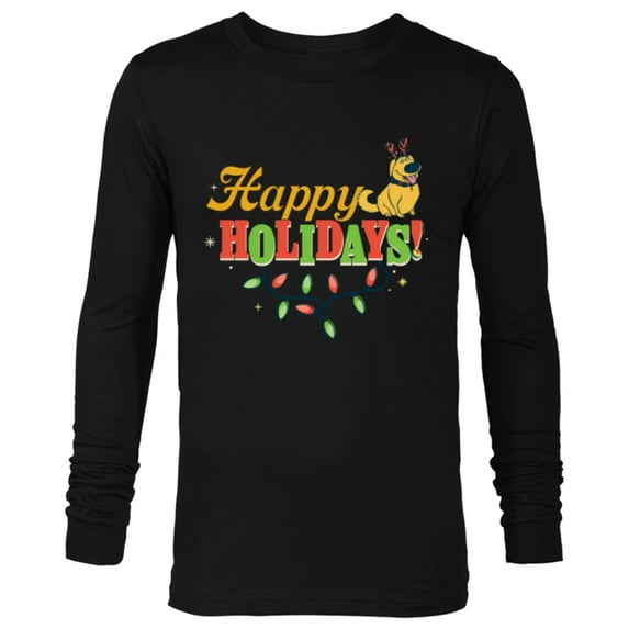 Disney and Pixar’s Up Dug Christmas Lights Happy Holidays - Long Sleeve T-Shirt for Men - Customized-Black