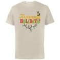 thumbnail image 1 of Disney and Pixar’s Up Dug Christmas Lights Happy Holidays - Short Sleeve Cotton T-Shirt for Adults - Customized-Natural, 1 of 5