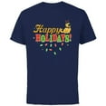 thumbnail image 1 of Disney and Pixar’s Up Dug Christmas Lights Happy Holidays - Short Sleeve Cotton T-Shirt for Adults - Customized-Navy, 1 of 5