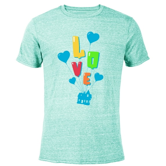 Disney and Pixar’s Up Love Balloons - Short Sleeve Blended T-Shirt for Adults - Customized-Ocean Blue