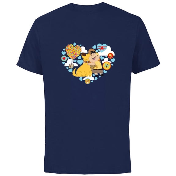 Disney and Pixar’s Up Russel and Dug Heart - Short Sleeve Cotton T-Shirt for Adults - Customized-Navy