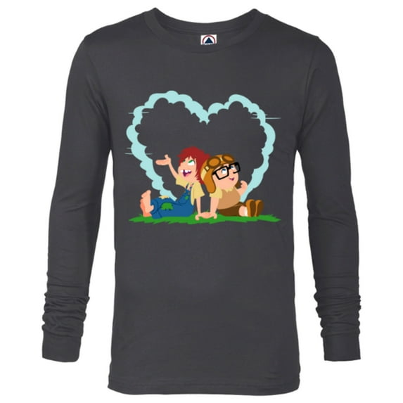 Disney and Pixar’s Up Young Carl and Ellie Dreaming - Long Sleeve T-Shirt for Men - Customized-Charcoal Heather