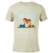 Disney and Pixar’s Up Young Carl and Ellie Dreaming - Short Sleeve Blended T-Shirt for Adults - Customized-Yellow