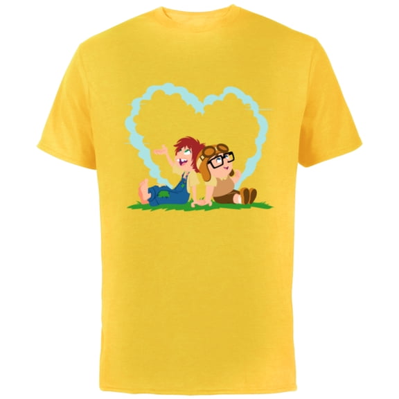 Disney and Pixar’s Up Young Carl and Ellie Dreaming - Short Sleeve Cotton T-Shirt for Adults - Customized-Yellow