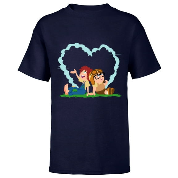 Disney and Pixar’s Up Young Carl and Ellie Dreaming - Short Sleeve T-Shirt for Kids - Customized-Navy
