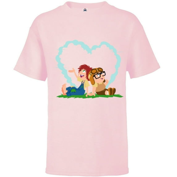Disney and Pixar’s Up Young Carl and Ellie Dreaming - Short Sleeve T-Shirt for Kids - Customized-Soft Pink