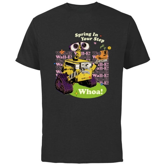 Disney and Pixar’s WALL-E Easter Spring in Your Step Whoa! - Short Sleeve Cotton T-Shirt for Adults - Customized-Black