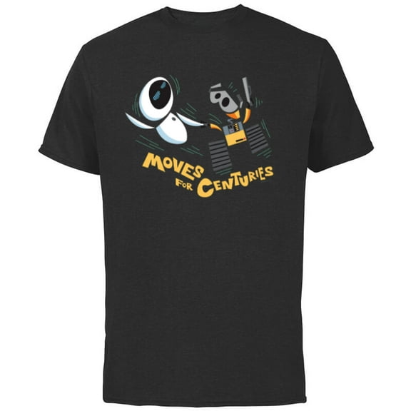 Disney and Pixar’s Wall-E and EVE Moves for Centuries - Short Sleeve Cotton T-Shirt for Adults - Customized-Black