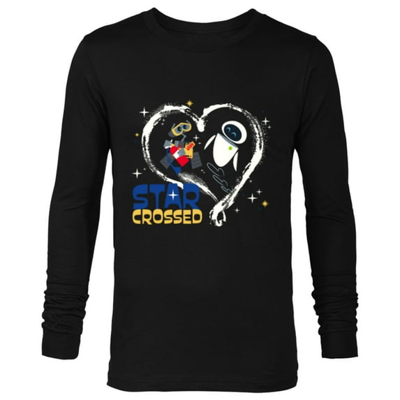 Disney and Pixar’s Wall-E and EVE Star Crossed Heart - Long Sleeve T-Shirt for Men - Customized-Black