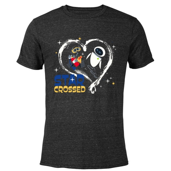 Disney and Pixar’s Wall-E and EVE Star Crossed Heart - Short Sleeve Blended T-Shirt for Adults - Customized-Black