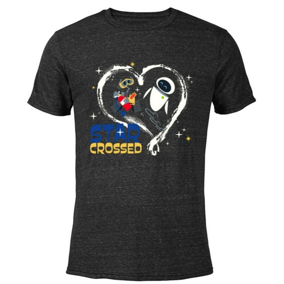 Disney and Pixar’s Wall-E and EVE Star Crossed Heart - Short Sleeve Blended T-Shirt for Adults - Customized-Black