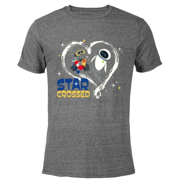 Disney and Pixar’s Wall-E and EVE Star Crossed Heart - Short Sleeve Blended T-Shirt for Adults - Customized-Dark Heather