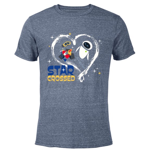 Disney and Pixar’s Wall-E and EVE Star Crossed Heart - Short Sleeve Blended T-Shirt for Adults - Customized-Navy Heather