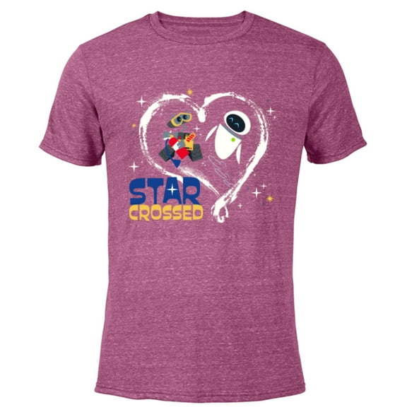 Disney and Pixar’s Wall-E and EVE Star Crossed Heart - Short Sleeve Blended T-Shirt for Adults - Customized-Purple