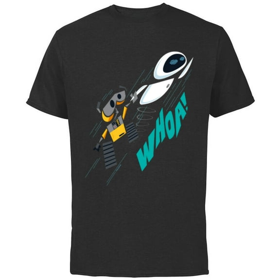 Disney and Pixar’s Wall-E and EVE Whoa! - Short Sleeve Cotton T-Shirt for Adults - Customized-Black