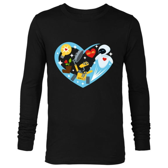 Disney and Pixar’s Wall-E and Eve Heart Valentine’s Day - Long Sleeve T-Shirt for Men – Customized-Black