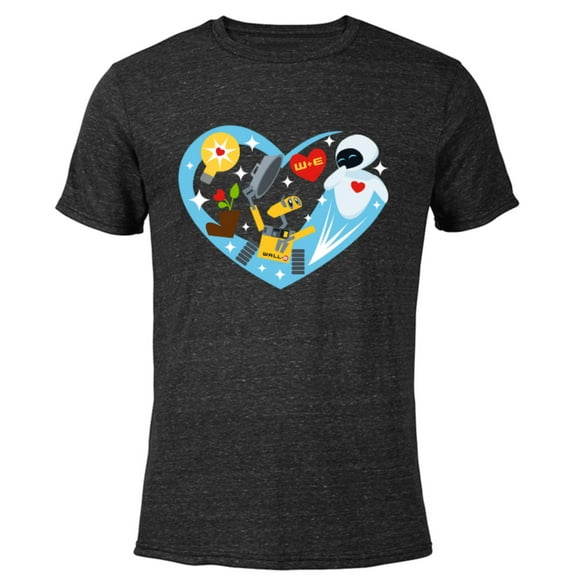 Disney and Pixar’s Wall-E and Eve Heart Valentine’s Day - Short Sleeve Blended T-Shirt for Adults – Customized-Black