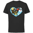 thumbnail image 1 of Disney and Pixar’s Wall-E and Eve Heart Valentine’s Day - Short Sleeve Cotton T-Shirt for Adults - Customized-Black, 1 of 5