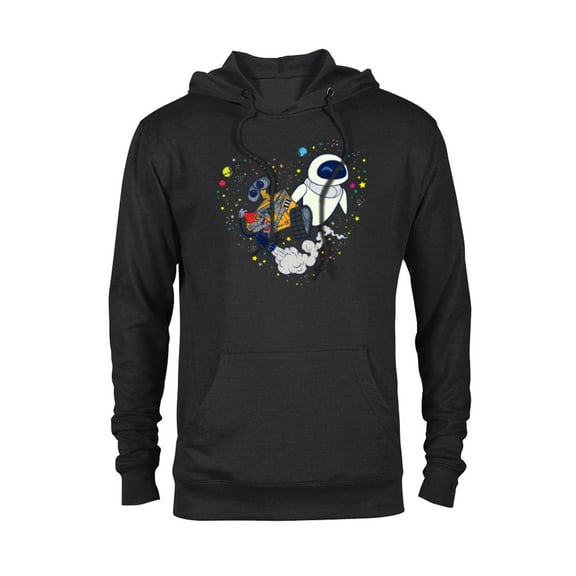 Disney and Pixar’s Wall-E and Eve Planetary Heart - Pullover Hoodie for Adults - Customized-Black