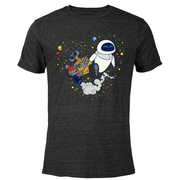 Disney and Pixar’s Wall-E and Eve Planetary Heart - Short Sleeve Blended T-Shirt for Adults - Customized-Black