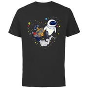 Disney and Pixar s Wall-E and Eve Planetary Heart - Short Sleeve Cotton T-Shirt for Adults - Customized-Black