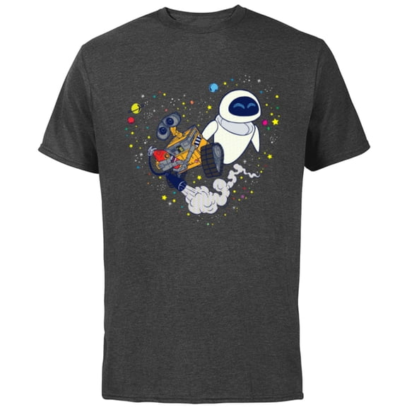Disney and Pixar’s Wall-E and Eve Planetary Heart - Short Sleeve Cotton T-Shirt for Adults - Customized-Charcoal