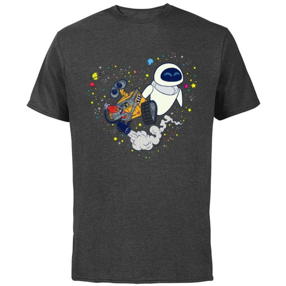 Disney and Pixar’s Wall-E and Eve Planetary Heart - Short Sleeve Cotton T-Shirt for Adults - Customized-Charcoal