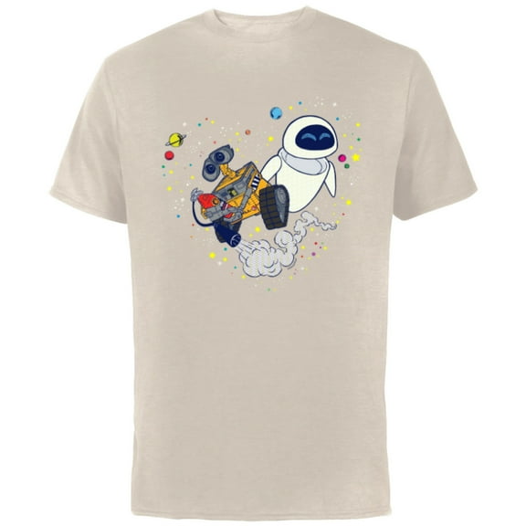 Disney and Pixar’s Wall-E and Eve Planetary Heart - Short Sleeve Cotton T-Shirt for Adults - Customized-Natural