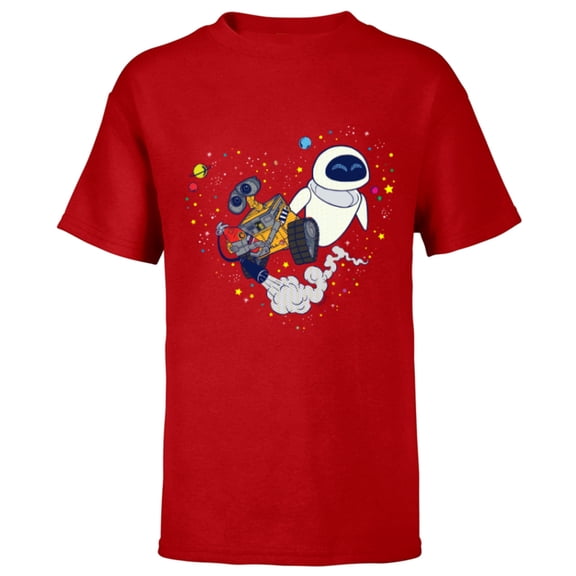 Disney and Pixar’s Wall-E and Eve Planetary Heart - Short Sleeve T-Shirt for Kids - Customized-Red