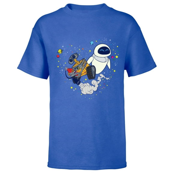 Disney and Pixar’s Wall-E and Eve Planetary Heart - Short Sleeve T-Shirt for Kids - Customized-Royal