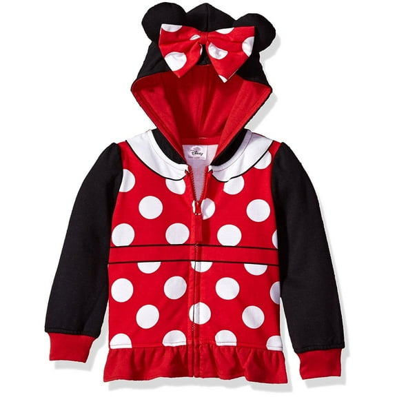 Disney baby girls Minnie Mouse Costume Zip-up Hoodie Hooded Sweatshirt, Black/Red, 2T US