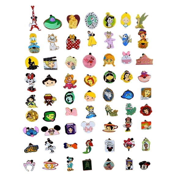 Disney by Disney Metal Girl Assorted Button Pins, 50-Piece