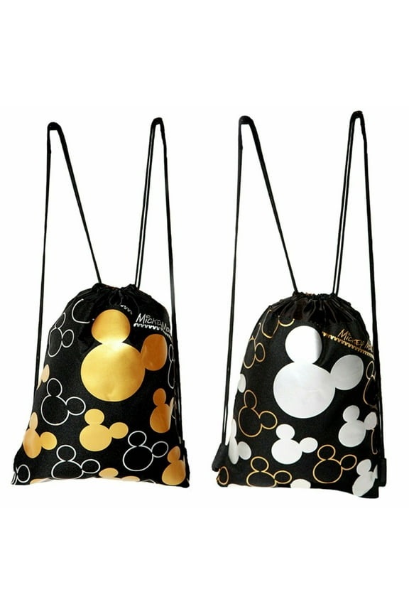 by Mickey Mouse Drawstring Backpack, Gold/Silver, 2-Piece