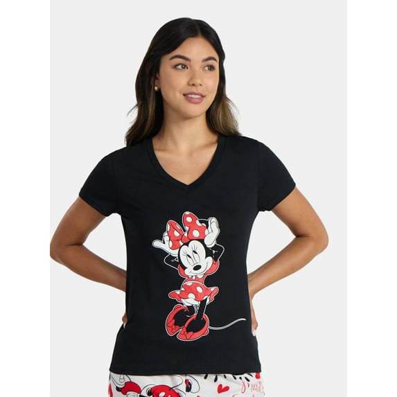 Disney Women's Minnie Mouse Graphic Tee with Short Sleeves, Sizes S-XXL