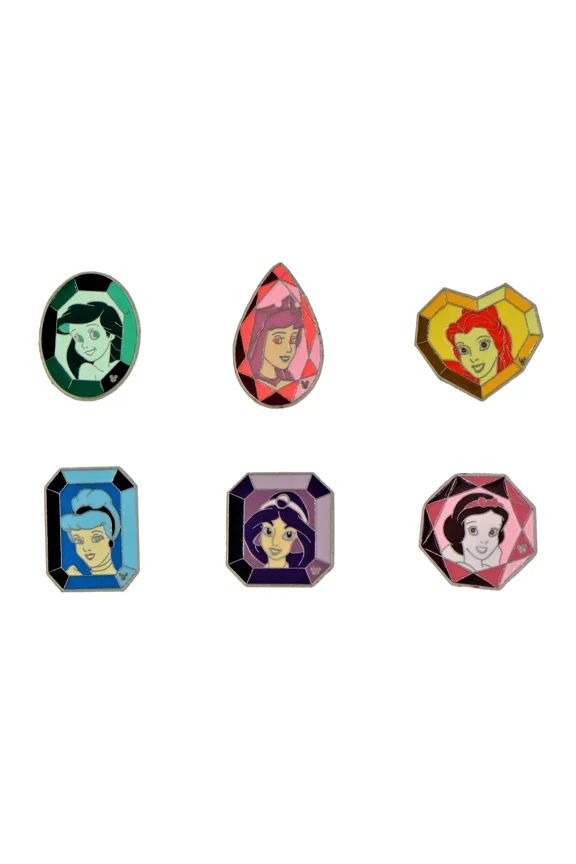 Disney by Princess Gems Female Princess Button Pins, 6 Counts