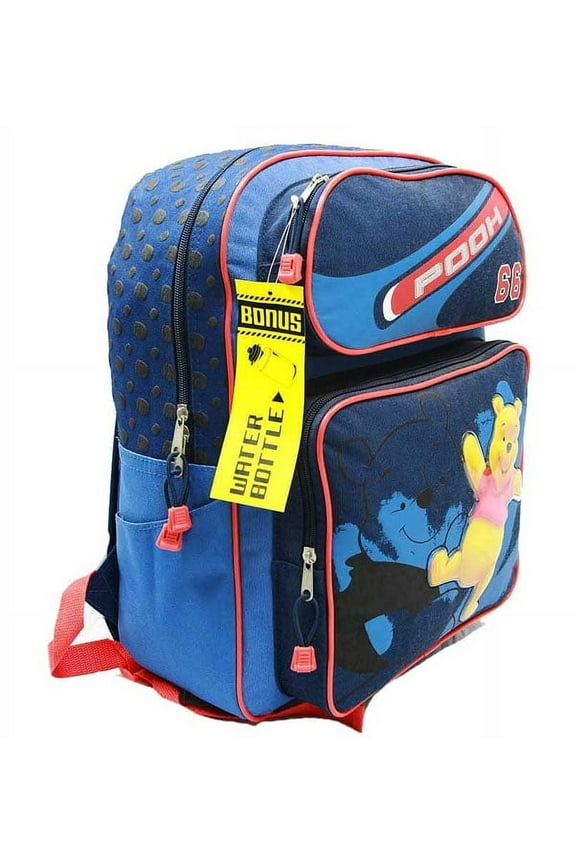by Winnie the Pooh Unisex Large Backpack with Water Bottle, Blue