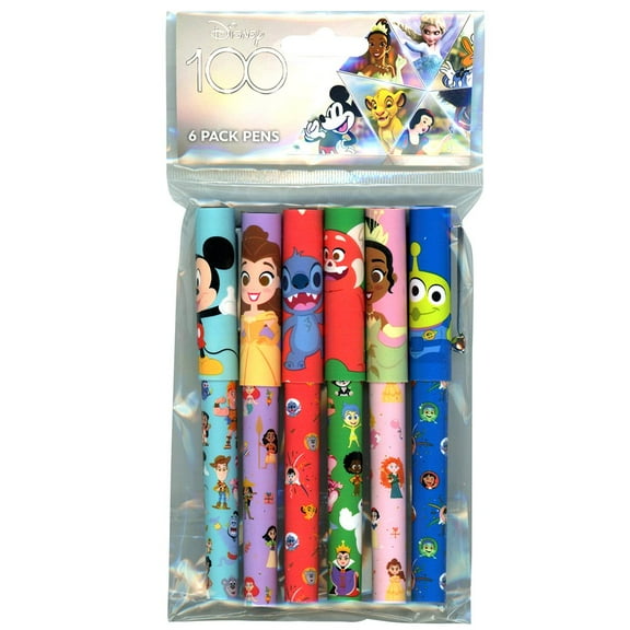 Disney's 100th 6pk Pens in Poly Bag with Header