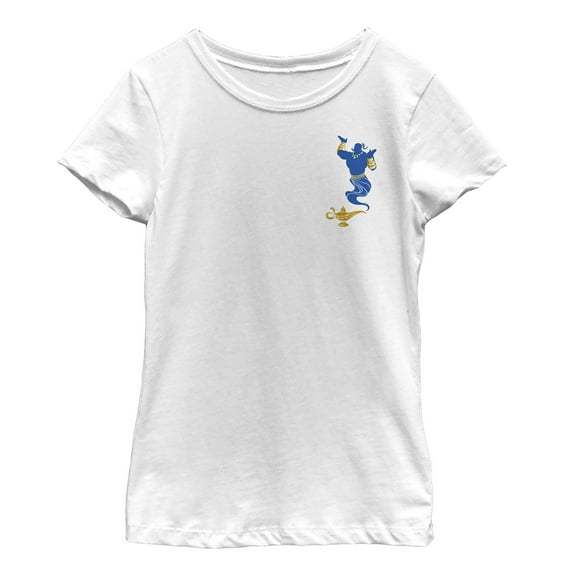 Girl's Aladdin Genie Badge  Graphic Tee White Small