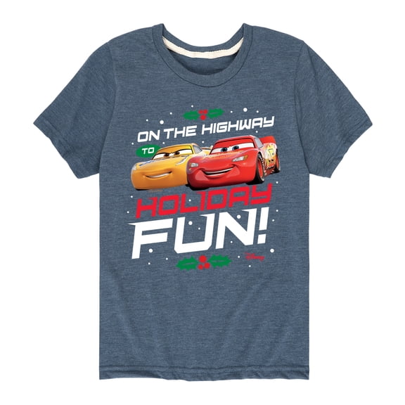 Disney's Cars - Christmas - On The Highway To Holiday Fun - Boy's Toddler & Youth Short Sleeve Graphic T-Shirt