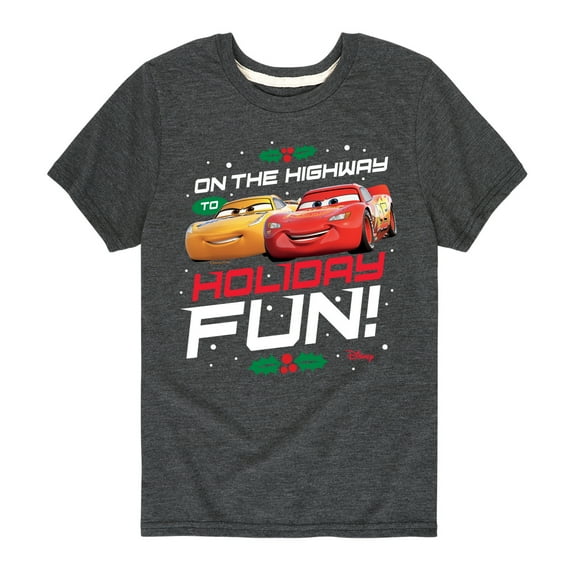 Disney's Cars - Christmas - On The Highway To Holiday Fun - Boy's Toddler & Youth Short Sleeve Graphic T-Shirt